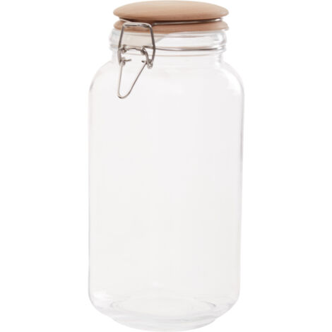 Premier Housewares Square Glass Jar With Wooden Lid - 2150Ml (1/5)