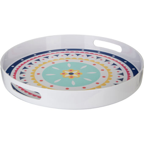 Interiors by Premier Easily Gripped Bazaar Tray, Scratch Resistant Round Tray, Floral Outdoor Tray, Lightweight Dining Tray (1/4)