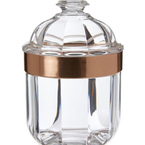 Premier Housewares Transparent canister, acrylic, rose gold, 10 x 10 x 18 cm