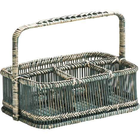 Premier Housewares Rustic Grey Washed Rectangular Caddy Basket (1/2)