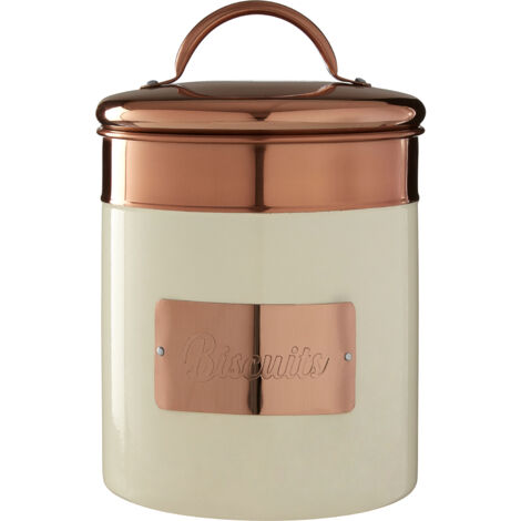 Premier Housewares Prescott Cream / Copper Biscuit Canister