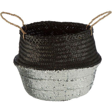Premier Housewares Black / Silver Small Seagrass Basket (1/5)