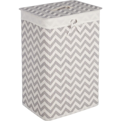Premier Housewares Kankyo White and Grey Chevron Laundry Hamper (1/3)