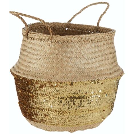 Premier Housewares Gold Sequin Large Seagrass Basket (1/4)