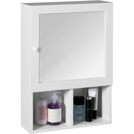 Premier Housewares White Wood Mirrored Cabinet (1/4)