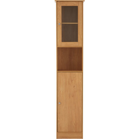 Premier Housewares Portland Tall oak Veneer Cabinet (1/5)