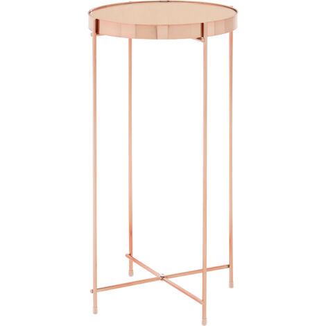 Premier Housewares Allure Pink Mirror Tall Side Table (1/2)