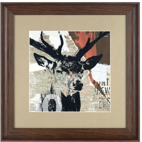 Interiors by Premier Framed Stag Head Wall Art, Christmas Wall Art, Abstract Artwork for Home, Office, Stag Head Wall Painting (1/3)