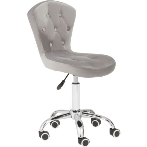 Premier Housewares Grey Velvet Buttoned Home Office Chair (1/5)