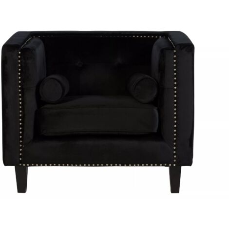 Interiors By Premier Comfortable Black Velvet Chair, Elegant Armchair For Bedroom, Robust Modern Armchair For Livingroom (1/5)