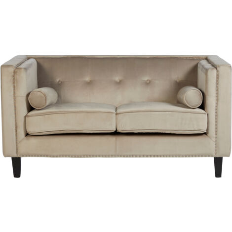 Premier Housewares Felisa 2 Seat Mink Velvet Sofa (1/5)