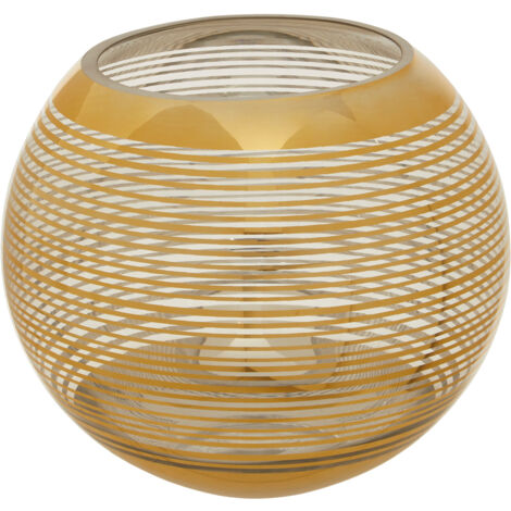 Premier Housewares Gold Finish Decorative Vase/ Accentuated With Stripe Design And Contrasting Rim / Glass Vases For Decoration 25 x 20 x 25