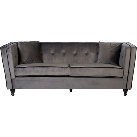 Premier Housewares Ferris Grey Velvet 3 Seat Sofa (1/5)
