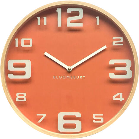 Interiors by Premier Sleek Orange Wood Large Numbers Wall Clock, Modern ...