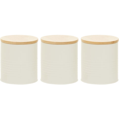 Interiors By Premier Durable Set Of Three Cream Cannisters, Stylish Design Kitchen Canisters, Secured Storage Canister Set