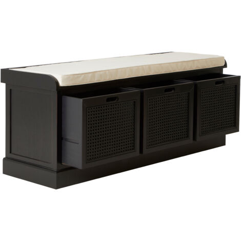 Black storage deals bench with baskets