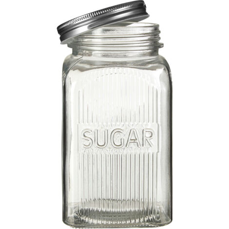 Interiors by Premier Elegant Set Of Three Glass Jars With Silver Lids, Airtight Jars With Lids, Secure Jar For Ingredients (1/2)
