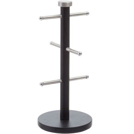 Premier Housewares Matt Black and Metal 6 Cup Mug Tree (1/3)