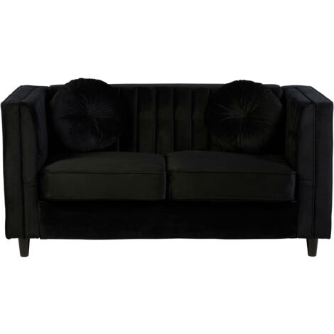 Premier Housewares Farah 2 Seat Black Velvet Sofa (1/5)
