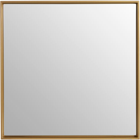 Premier Housewares Wall Mirror Bathroom / Bedroom / Hallway Wall Mounted Medium Gold Mirrors / Square Minimalistic Mirrors For Living Room 4 x 42 x 42 (1/5)