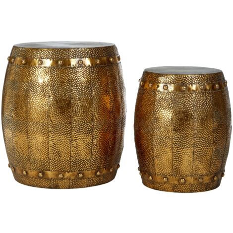 Premier Housewares Reza Hammered Drum Stools (1/3)