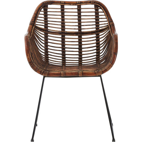Natural rattan dining chair – Eco-friendly armrest chair – Easy to clean – Weather resistant – Black iron legs – H85 x L63 x W63cm – Premier Housewares (1/5)