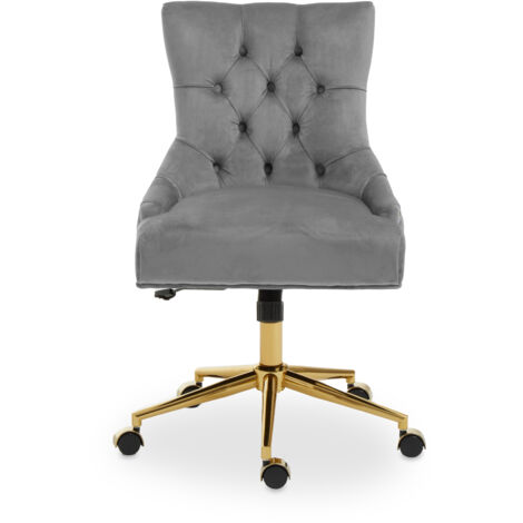 Premier Housewares Anita Grey Velvet Home Office Chair