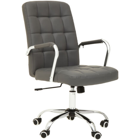 Premier Housewares Brent Grey Leather Effect And Chrome Home Office Chair (1/5)