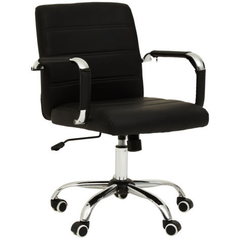 Premier Housewares Brent Black Leather Effect And Chrome Home Office Chair (1/5)