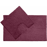 Premier Housewares Purple Cotton Bath Mat and Pedestal Set