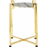 Premier Housewares White Marble Side Table with Warm Gold Base