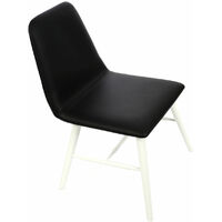 Premier Housewares Black Leather Effect Dining Chair with White Legs