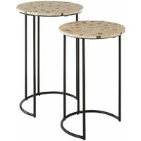 Premier Housewares Mother of Pearl Side Tables Living Room Small Table Nest Of Tables Sofa Side Table W38 X D38 X H56cm