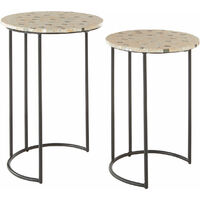 Premier Housewares Mother of Pearl Side Tables Living Room Small Table Nest Of Tables Sofa Side Table W38 X D38 X H56cm