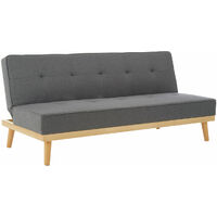 Premier Housewares 3 Seater Sofa Bed Grey Sofa Bed Double Adult Linen Upholstery Sofas for Living Room Grey Sofa Bed Rubberwood Legs Sofa Beds 3 Seater