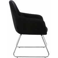 Premier Housewares Accent Chair Chair for Bedroom Crushed Velvet Chair Black Upholstery Lounge Chair Arm Chairs Chromed Metal Legs Makeup Chair 67x64 x85