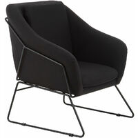 Premier Housewares Arm Chairs / Black Fabric Accent Chair For Bedroom / Lounge Metal Legs Chair / Contemporary Makeup Chair With Wire Frame 54 x 76 x 66