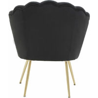Premier Housewares Ovala Black Velvet Scalloped Chair
