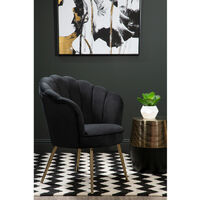 Premier Housewares Ovala Black Velvet Scalloped Chair