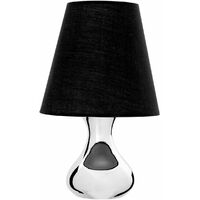Premier Housewares Black Fabric Shade Table Lamp/ Black Shade/ Chrome Abstract Shaped Base Stand/ Desk / Reading / Office Lamp With Modern Look 22 x 36 x 22