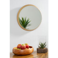 Premier Housewares Wall Mirror Bathroom / Bedroom / Hallway Wall Mounted Small Gold Mirrors / Round Minimalistic Mirrors For Living Room 4 x 34 x 34