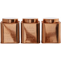 Premier Housewares Set Of 3 Copper Finish Storage Canisters Tea Coffee Sugar Set Kitchen Storage Jars Canister For Sugar Coffee Tea Warm Metallic Airtight Containers 10 x 13 x 30