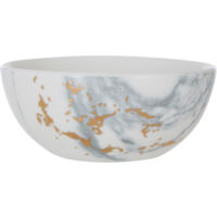 Interiors By Premier Matte Porcelain Snack Bowl With Gold-Toned Rim,Serving Dish,Multipurpose Mixing, Plating & Portioning Bowl