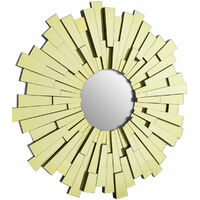 Premier Housewares Wall Mirror Bathroom / Bedroom / Hallway Wall Mounted Mirrors With Matte Gold Finish / Minimalistic Round Mirrors For Living Room 4 x 102 x 102