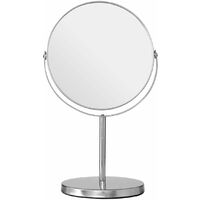 Premier Housewares Stainless Steel Swivel Table Mirror For Contemporary Bathroom Round Mirror With Stand For Makeup And Grooming Purposes 113 x 29 x 18 cm