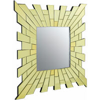 Premier Housewares Wall Mirror Bathroom / Bedroom / Hallway Wall Mounted Mirrors With Matte Gold Finish / Minimalistic Square Mirrors For Living Room 1 x 60 x 60