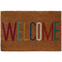 Premier Housewares Welcome Design Multi Cololred Door Mat Non Slip Floor Mat Indoor And Outdoor Welcome Mat With Robust PVC For Door Entrances House Entryway Kitchen Outside Porch And More 40 x 2 x 60
