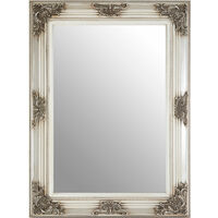 Premier Housewares Rectangular Wall Mirror/ Classic Mirrors For Bathroom / Bedroom / Garden Walls Fancy Wall Mounted Mirrors For Hallway With Silver Finish W84 X D7 X H113cm.