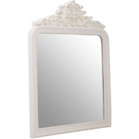 Premier Housewares Wall Mirror / Mirrors For Garden / Bathroom / Living Room With Carving Rectangular Frame / Cream Finish Wall Mounted Mirrors W80 X D6 X H110cm.