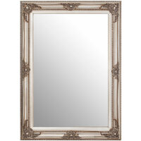 Premier Housewares Wall Mirror / Mirrors For Garden / Bathroom / Living Room Antique Effect Rectangular Frame / Grey Finish Wall Mounted Mirrors 83 X 5 X 113